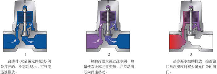 双金属温调式蒸汽疏水阀原理图