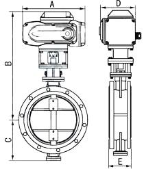 进口电动法兰硬密封蝶阀尺寸